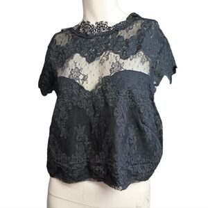 Ups& down Lace crop top blouse